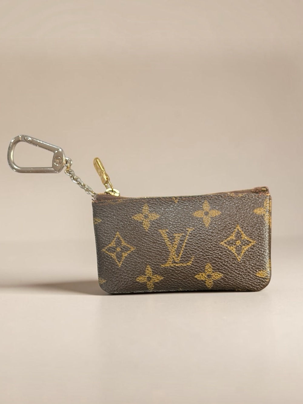 Louis Vuitton Monogram Zip Key Pouch in Brown and Gold - PreLOVED